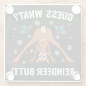 Guess What Reindeer Butt Christmas Joke ガラスコースター (裏面)