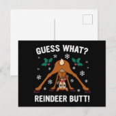 Guess What Reindeer Butt Christmas Joke シーズンポストカード (正面/裏面)