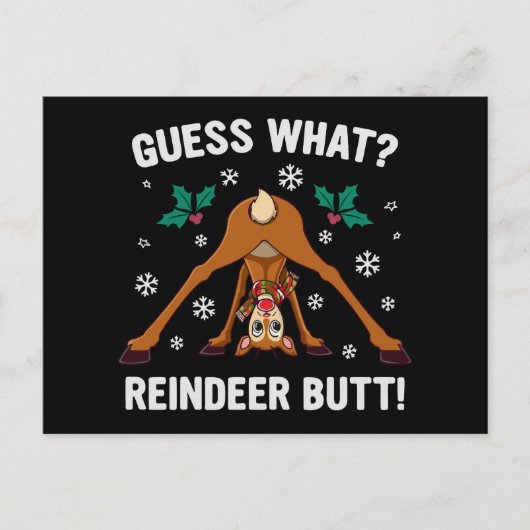 Guess What Reindeer Butt Christmas Joke シーズンポストカード (正面)