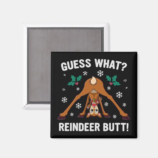 Guess What Reindeer Butt Christmas Joke マグネット (正面/裏面)