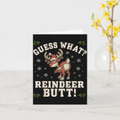 Guess What Reindeer Butt Funny Christmas  カード (黄色い花)