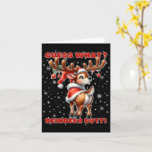 Guess What Reindeer Butt Funny Christmas Humor Red カード (黄色い花)
