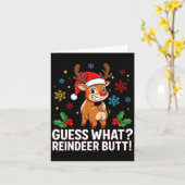 Guess What Reindeer Butt Funny Christmas Men Reind カード (黄色い花)