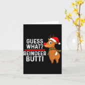 Guess What Reindeer Butt Funny Christmas Men Reind カード (黄色い花)