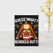 Guess What Reindeer Butt Xmas Santa Funny Christma カード (黄色い花)