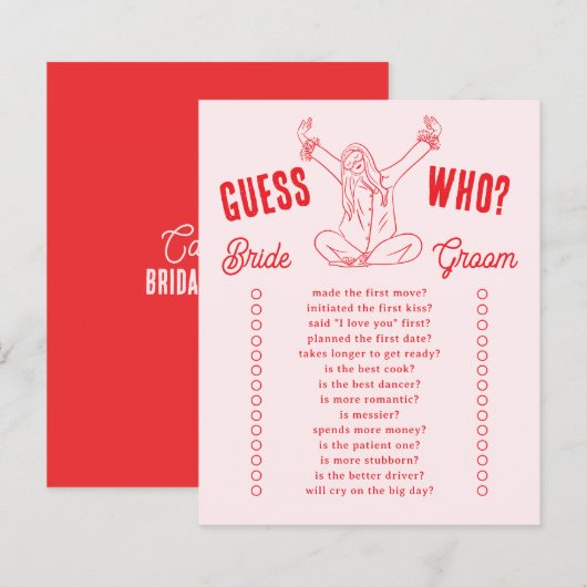 Guess Who Bridal Shower Game Girls Gone Mild (正面/裏面)