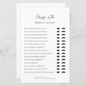 Guess Who-BrideまたはGroom-Plainブライダルシャワーゲーム (正面/裏面)