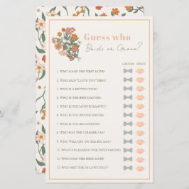 Guess Who Bride or Groom Floral Bridal Shower Game