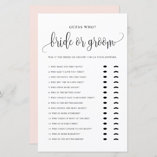 Guess Who Bride or Groom He Said She Said Game (正面/裏面)