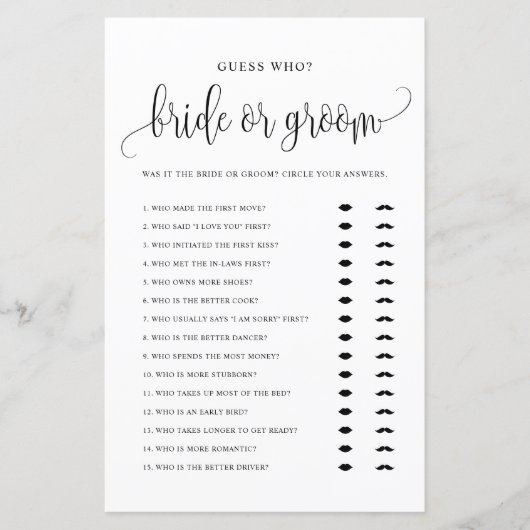 Guess Who Bride or Groom He Said She Said Game (正面)