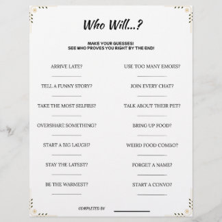 Guess Who Game – Funny & Cute Printable Party Acti レターヘッド