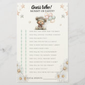 Guess who game Whimsical Teddy Bear Baby Shower  便箋 (正面)