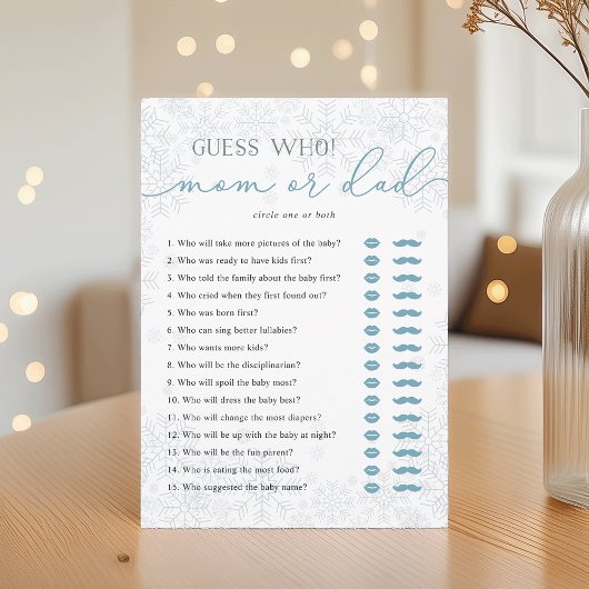 Guess Who? Mom or Dad Baby Shower Game Card アドバイスカード