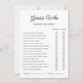 Guess Who Mommy or Daddy Baby Shower Game Activity 招待状 (正面)