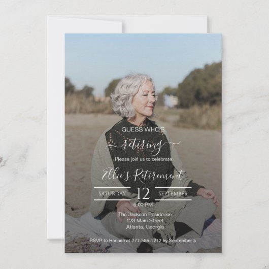 Guess Who Retired Female Script Photo Invitation 招待状 (正面)