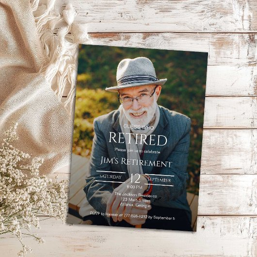 Guess Who Retired Male Photo Invitation 招待状