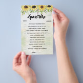 Guess Who Sunflowersブライダルシャワーゲームカード チラシ (ハンドル)