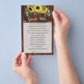 Guess Who Sunflowersブライダルシャワーゲームカード チラシ (ハンドル)