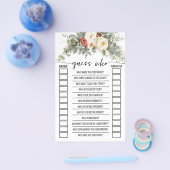 Guess Who Winter Floral Bridal Shower Game Card チラシ (シングル)