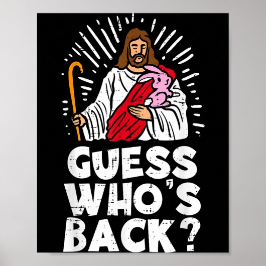 Guess Whos Back Jesus Easter Funny Religious Men W ポスター (正面)