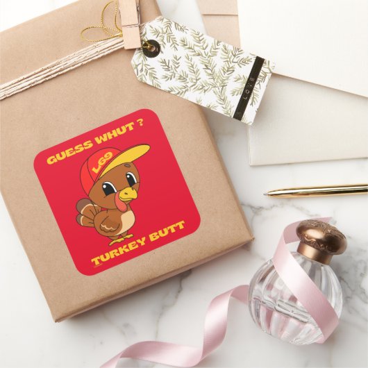 GUESS WHUT?TURKEYお尻感謝祭おもしろい スクエアシール (ギフト)
