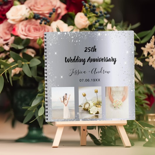 Guest book 25th 結婚 anniversary silver photo ノートブック