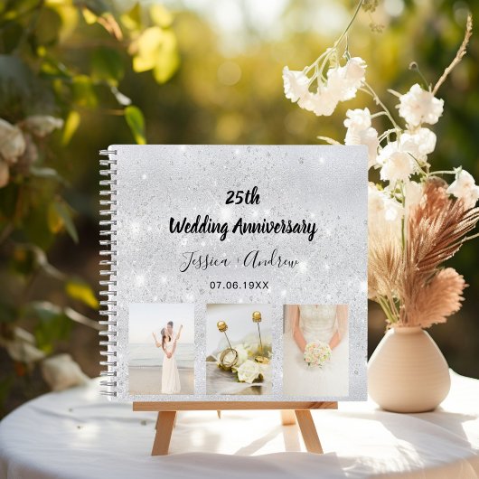 Guest book 25th 結婚 anniversary silver photo ノートブック