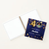 Guest book 40th birthday navy blue金ゴールドスター写真 ノートブック (内部)