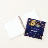 Guest book 50th birthday navy blue金ゴールドスター写真 ノートブック (内部)
