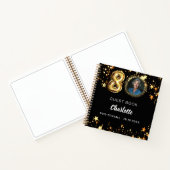 Guest book 80th birthdayブラック金ゴールド星写真 ノートブック (内部)