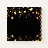 Guest book 80th birthdayブラック金ゴールド星写真 ノートブック (裏面)