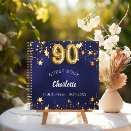Guest book 90th birthday navy blue金ゴールド星 ノートブック