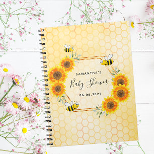 Guest book baby shower bees sunflowers ノートブック