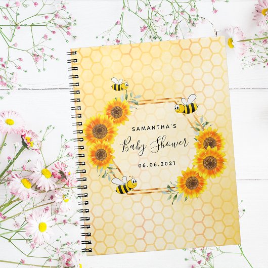 Guest book baby shower bees sunflowers ノートブック