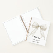 Guest book Baby Shower bow ivory white pearls ノートブック (内部)
