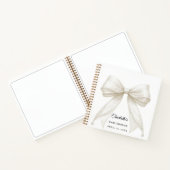 Guest book Baby Shower bow ivory white pearls ノートブック (内部)