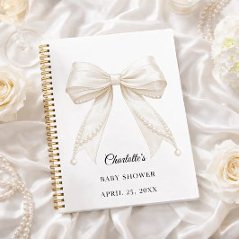Guest book Baby Shower bow ivory white pearls ノートブック