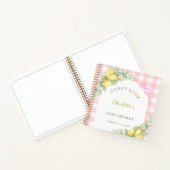 Guest book baby shower lemons pink gingham girl ノートブック (内部)