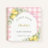 Guest book baby shower lemons pink gingham girl ノートブック (正面)