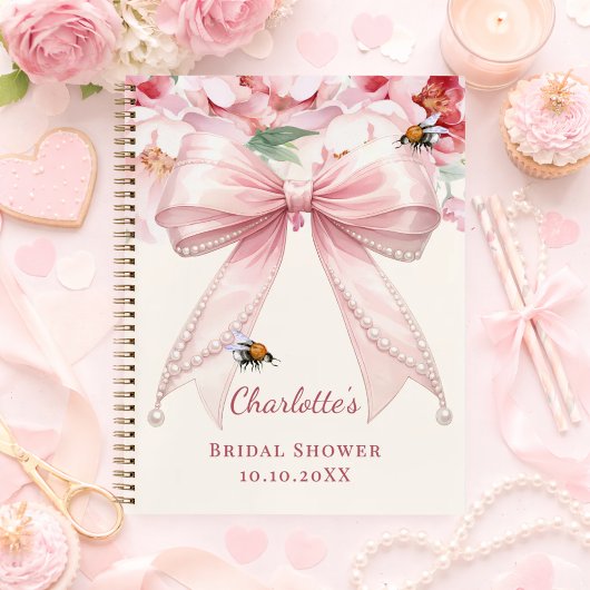 Guest book Baby Shower pink bow bride to bee ノートブック