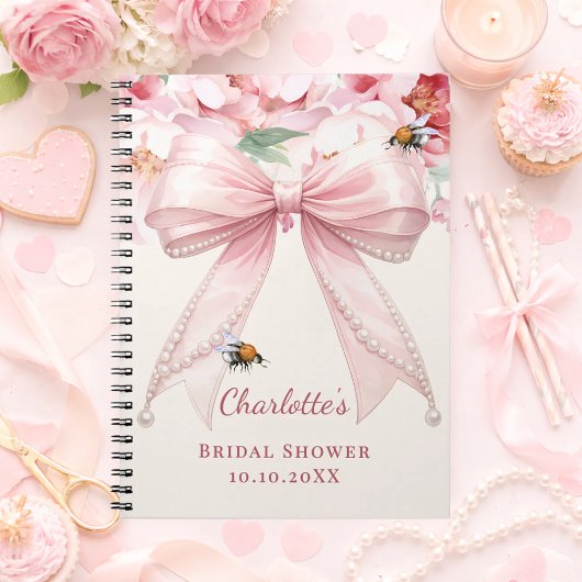Guest book Baby Shower pink bow bride to bee ノートブック