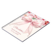 Guest book Baby Shower pink bow florals affordable ノートブック (左側)