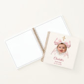 Guest Book Baptism Pink Bow Ivory Girl Photo ノートブック (内部)