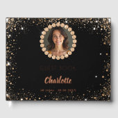 Guest book birthday black gold photo diamonds ゲストブック (正面)