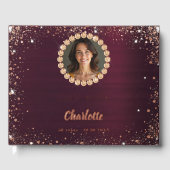 Guest book birthday burgundy photo diamonds ゲストブック (正面)