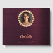 Guest book birthday burgundy photo diamonds ゲストブック (正面)