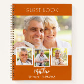 Guest book birthday burnt orange photo collage ノートブック (正面)