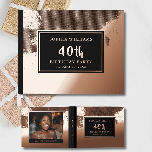 Guest Book Birthday Foil Elegant Photo Luxury ゲストブック