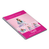 Guest book birthday hot pink photo collage girl ノートブック (右側)