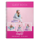 Guest book birthday hot pink photo collage girl ノートブック (正面)
